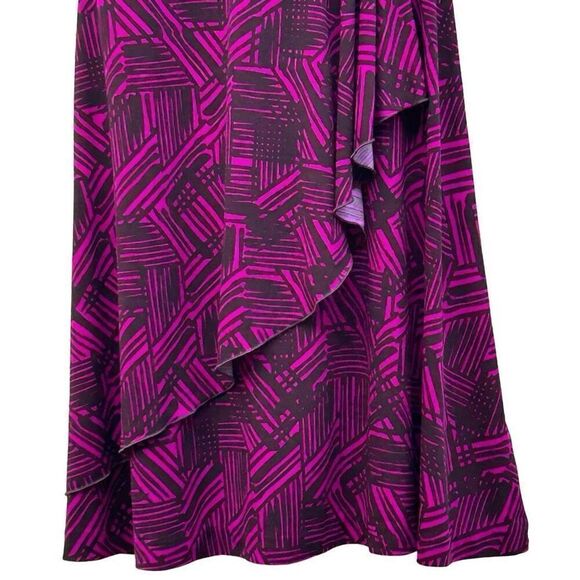 Banana Republic Faux Wrap Dress Women's Small Fuchsia Purple Surplice Geometric - Picture 4 of 12